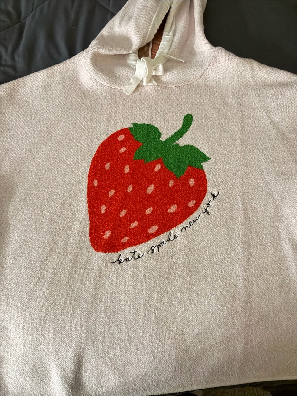 kate spade Kids Hoodie with Red Strawberry Graphic on Light Pink